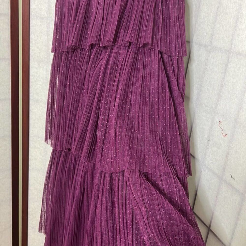 NWT BCBGMAXARAZIA TIERED RUFFLE TULLE MAXI DRESS‎ SIZE S - Picture 6 of 13